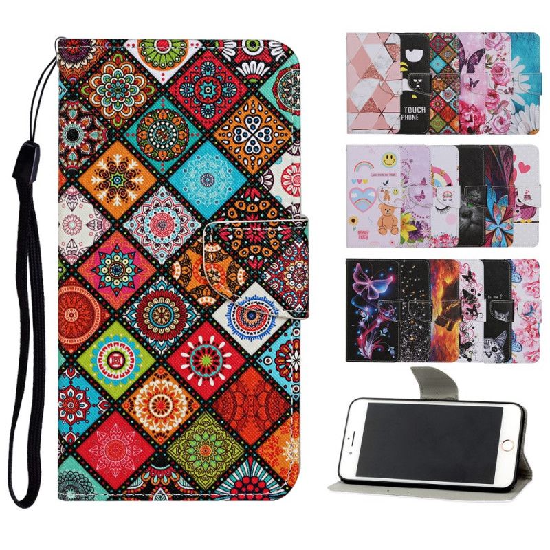 Leren Hoesje Huawei P Smart 2021 Patchwork Mandala'S Met String