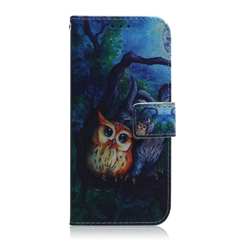 Leren Hoesje Huawei P Smart 2021 Telefoonhoesje Uil Schilderij