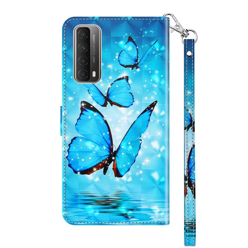 Leren Hoesje Huawei P Smart 2021 Vliegende Blauwe Vlinders