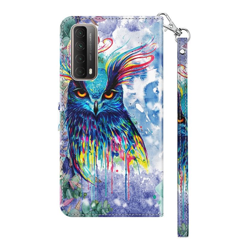 Leren Hoesje voor Huawei P Smart 2021 Aquarel Vogel