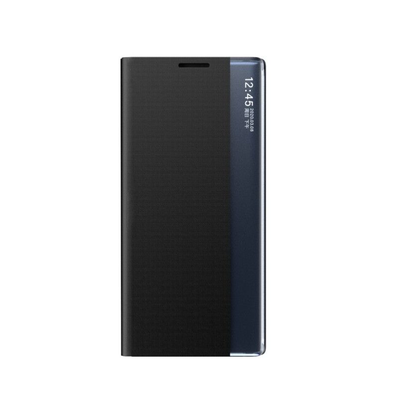 Zichtomslag Huawei P Smart 2021 Wit Zwart Kunstleer Met Textuur