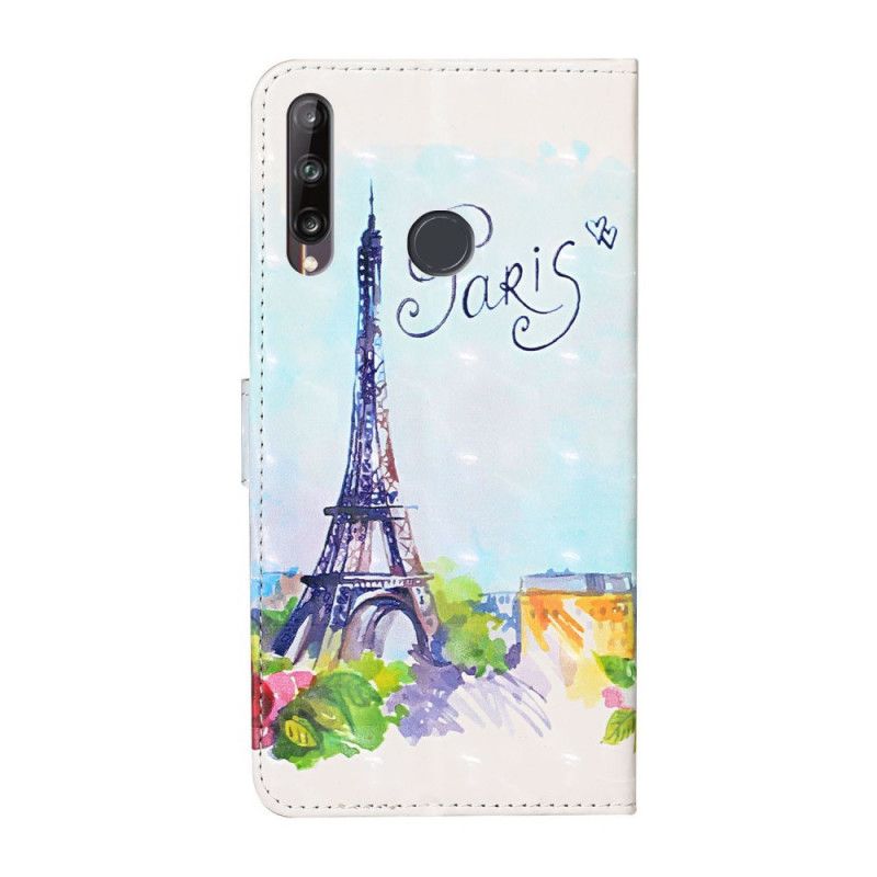 Bescherming Hoesje Huawei Y6p Telefoonhoesje Eiffeltoren In Aquarel