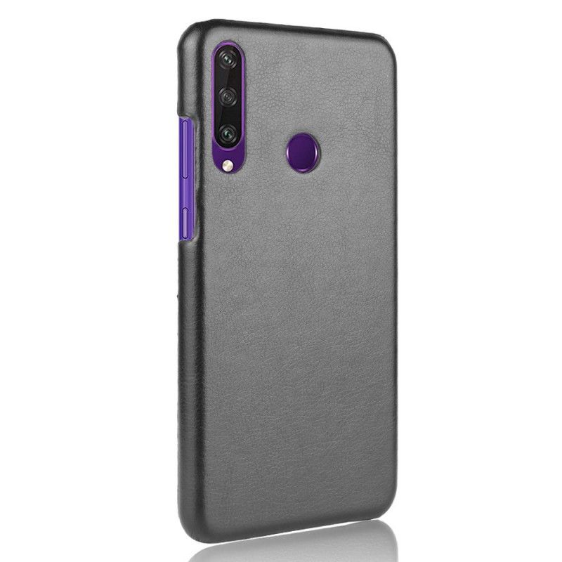 Case Hoesje Huawei Y6p Grijs Zwart Telefoonhoesje Performance Lychee Leereffect