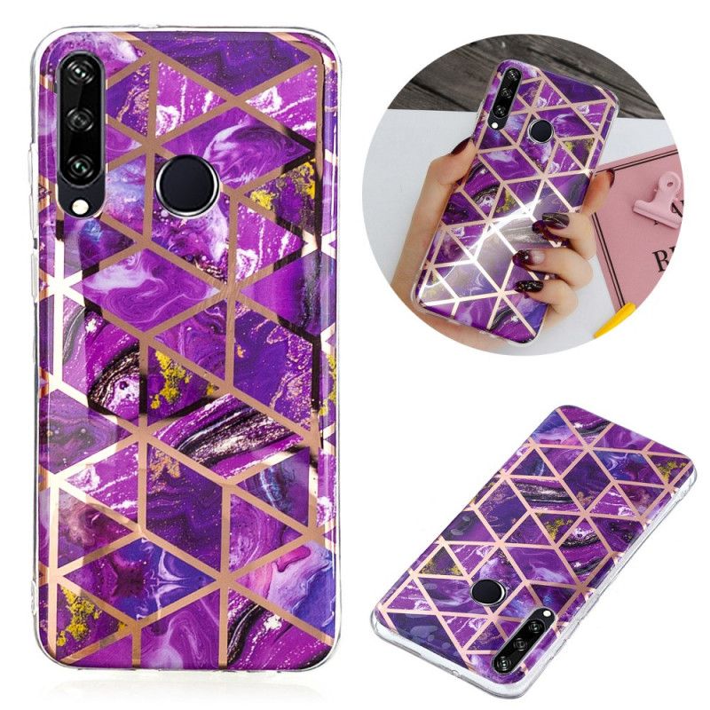 Case Hoesje Huawei Y6p Roze Zwart Telefoonhoesje Premium Marmer