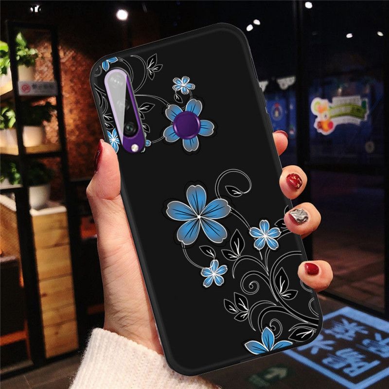 Case Hoesje Huawei Y6p Telefoonhoesje Blauwe Bloemen