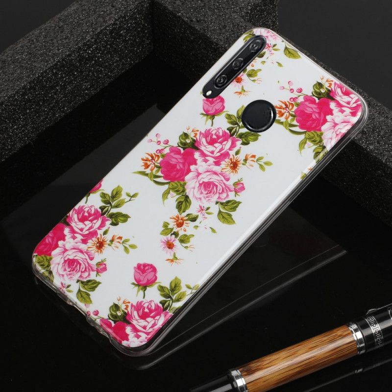 Case Hoesje Huawei Y6p Telefoonhoesje Fluorescerende Vrijheidsbloemen