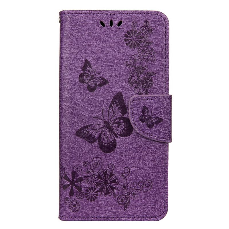 Cover Folio-hoesje Huawei Y6p Grijs Zwart Telefoonhoesje Alleen Vlinders Met String