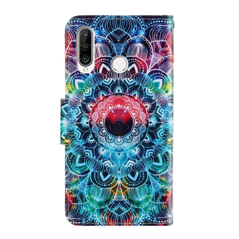 Cover Folio-hoesje Huawei Y6p Telefoonhoesje Flitsende Mandala Met String