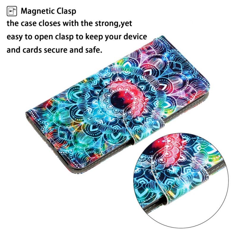 Cover Folio-hoesje Huawei Y6p Telefoonhoesje Flitsende Mandala Met String