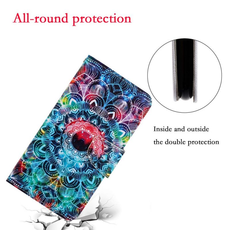 Cover Folio-hoesje Huawei Y6p Telefoonhoesje Flitsende Mandala Met String