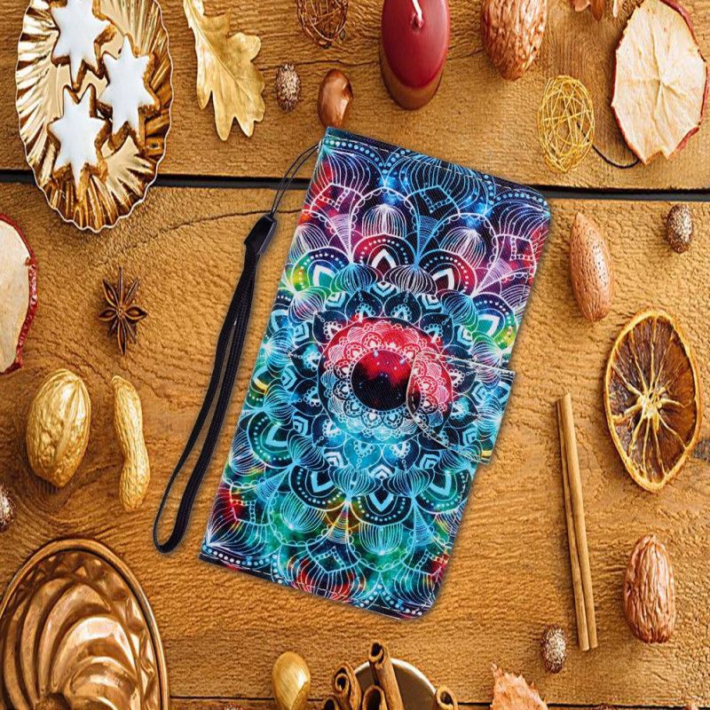 Cover Folio-hoesje Huawei Y6p Telefoonhoesje Flitsende Mandala Met String