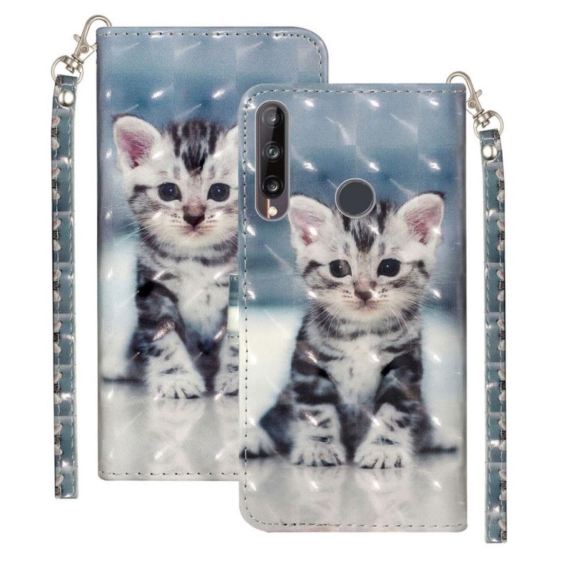 Cover Folio-hoesje Huawei Y6p Telefoonhoesje Kitten Light Spots Met Riempje