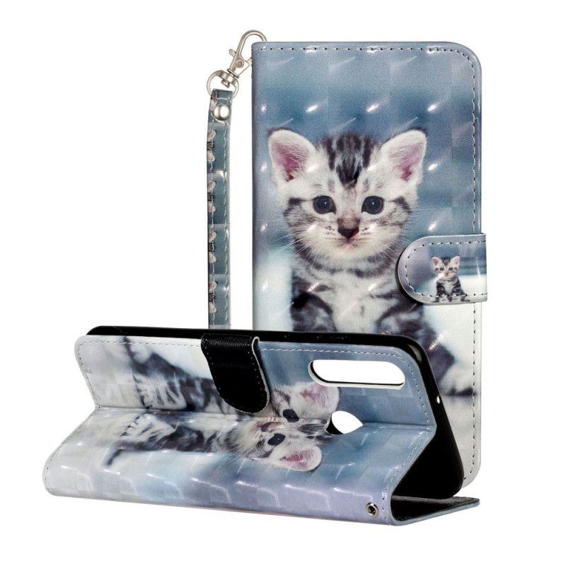 Cover Folio-hoesje Huawei Y6p Telefoonhoesje Kitten Light Spots Met Riempje