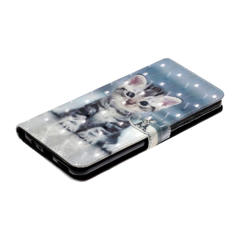 Cover Folio-hoesje Huawei Y6p Telefoonhoesje Kitten Light Spots Met Riempje