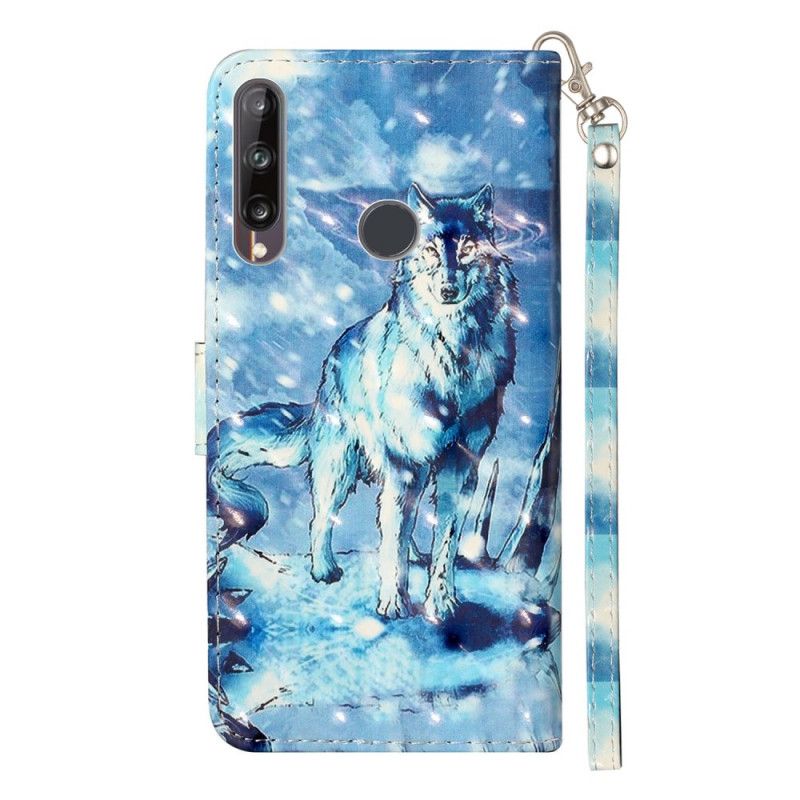 Cover Folio-hoesje Huawei Y6p Telefoonhoesje Wolfslampjes Met Riempje