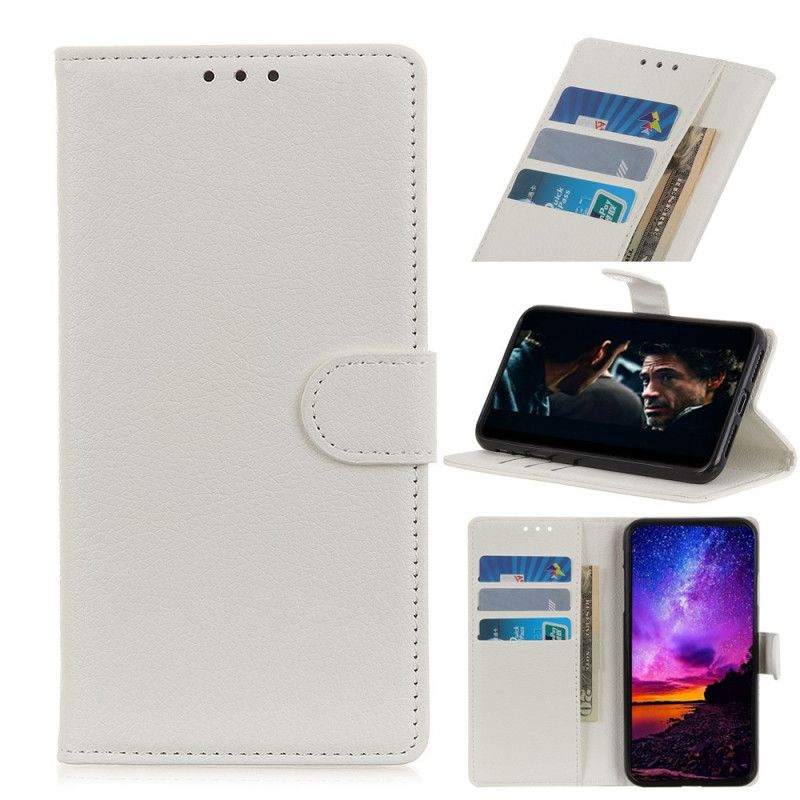 Cover Folio-hoesje Huawei Y6p Wit Zwart Telefoonhoesje Getextureerde Lychee