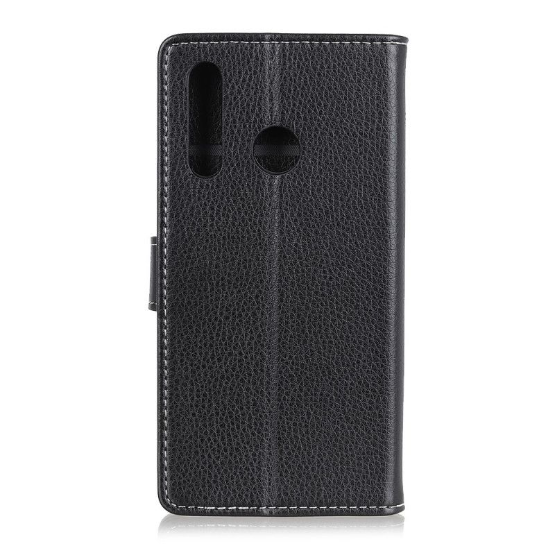 Cover Folio-hoesje Huawei Y6p Zwart Telefoonhoesje Lychee Zichtbare Naden