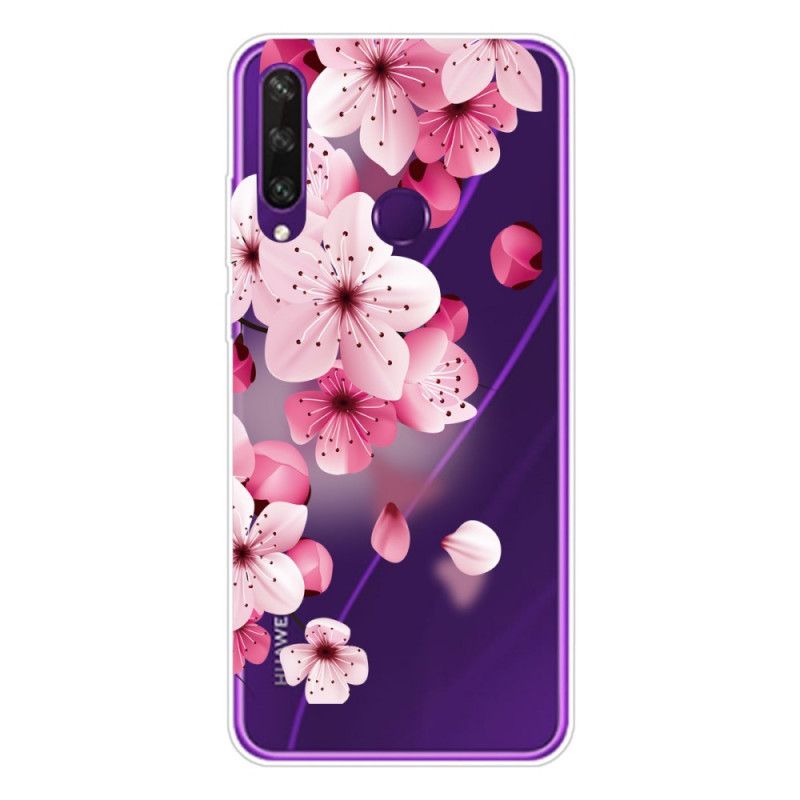 Cover Hoesje Huawei Y6p Roze Magenta Telefoonhoesje Premium Bloemen