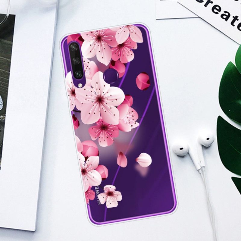 Cover Hoesje Huawei Y6p Roze Magenta Telefoonhoesje Premium Bloemen