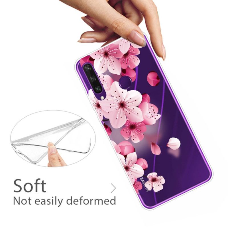 Cover Hoesje Huawei Y6p Roze Magenta Telefoonhoesje Premium Bloemen