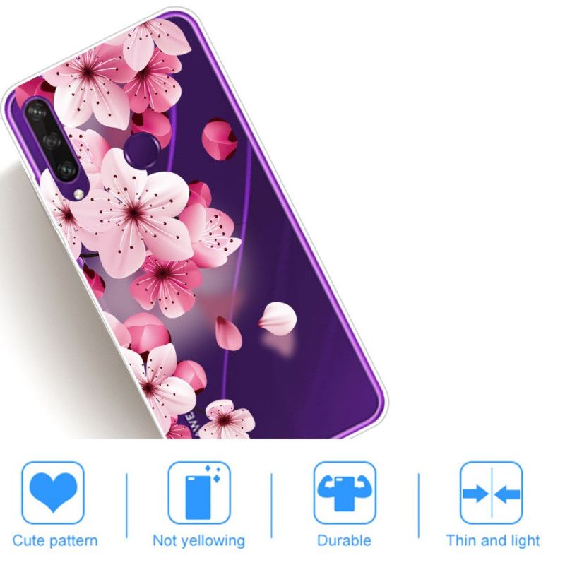 Cover Hoesje Huawei Y6p Roze Magenta Telefoonhoesje Premium Bloemen