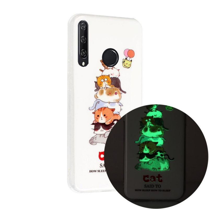 Cover Hoesje Huawei Y6p Telefoonhoesje Fluorescerende Katten