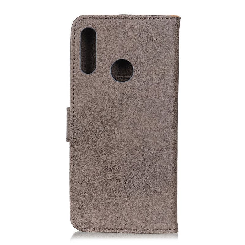 Flip Case Leren Huawei Y6p Grijs Zwart Khazneh Kunstleer