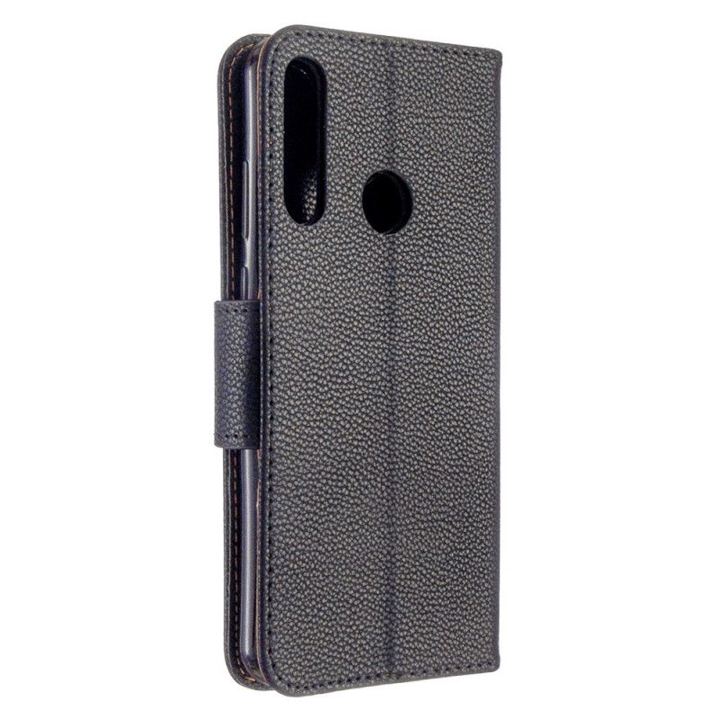 Flip Case Leren Huawei Y6p Grijs Zwart Lychee Schuine Flap