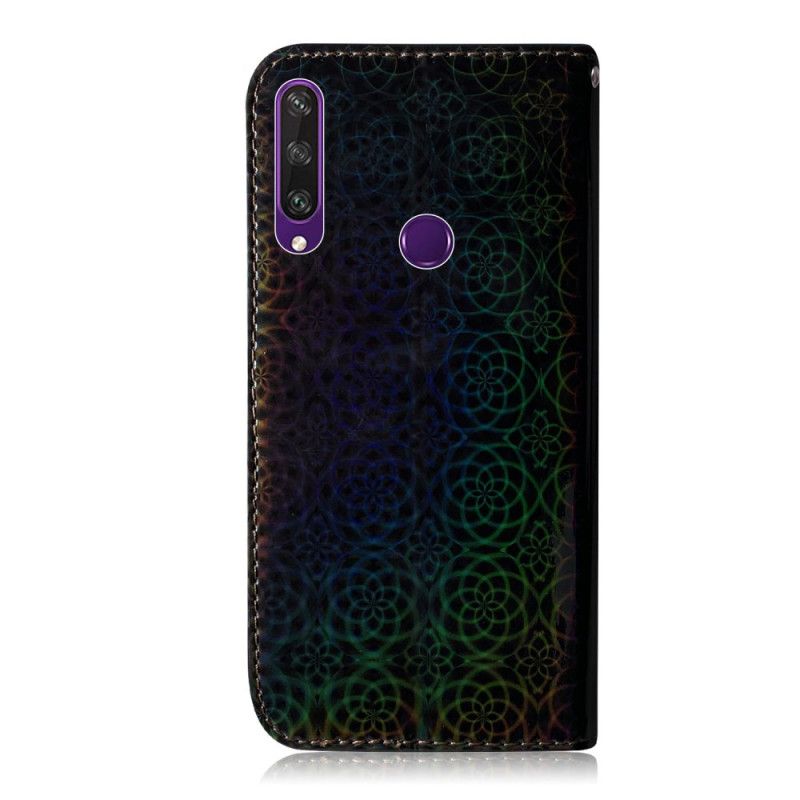 Flip Case Leren Huawei Y6p Magenta Zwart Pure Kleur