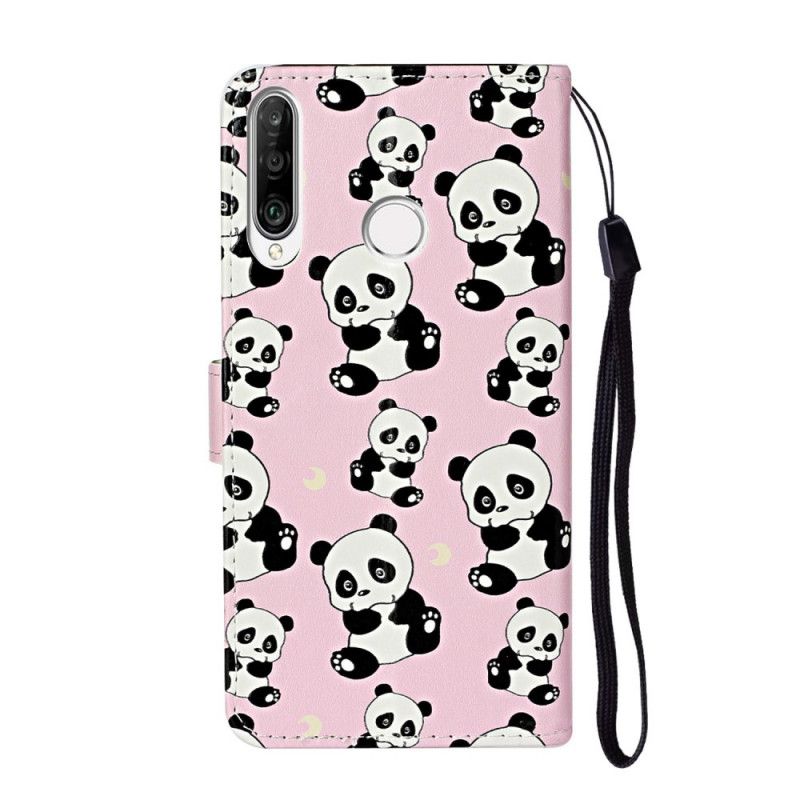 Flip Case Leren Huawei Y6p Meerdere Panda