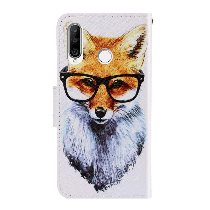 Flip Case Leren Huawei Y6p Nerd String Vos