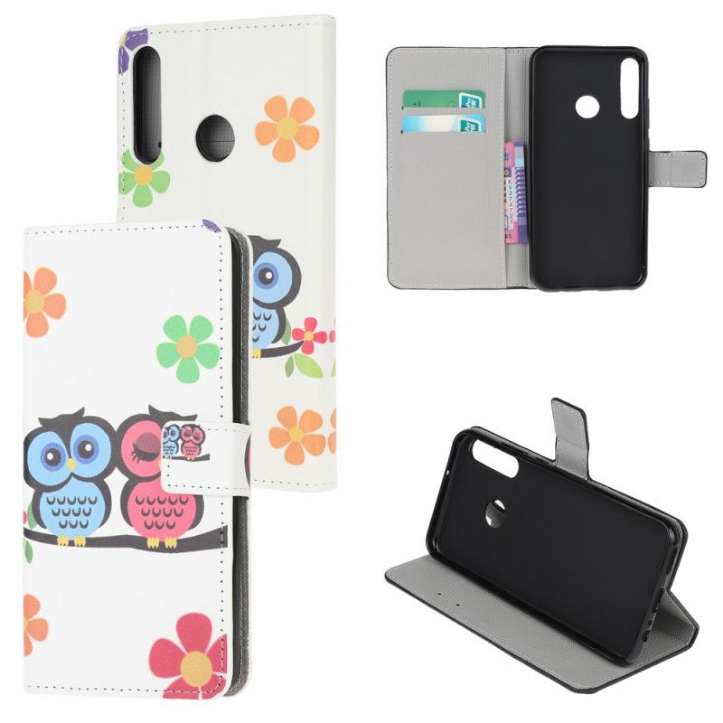 Flip Case Leren Huawei Y6p Paar Uilen