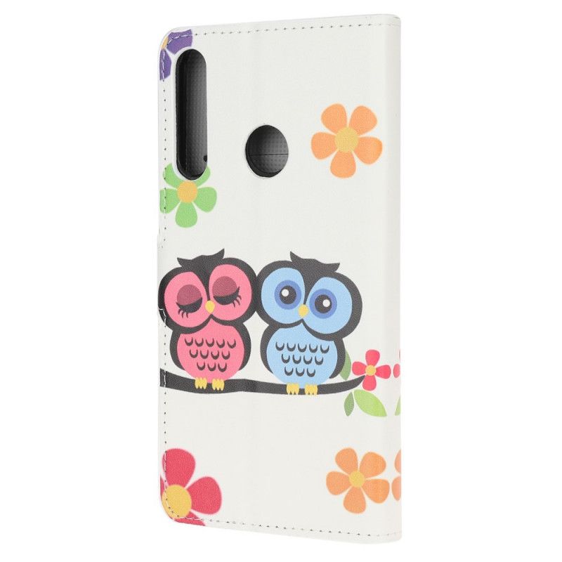 Flip Case Leren Huawei Y6p Paar Uilen