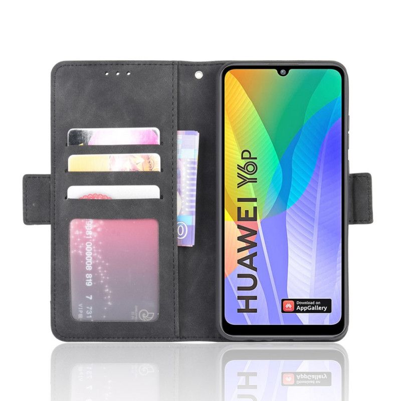 Flip Case Leren Huawei Y6p Rood Zwart Eersteklas Multikaart