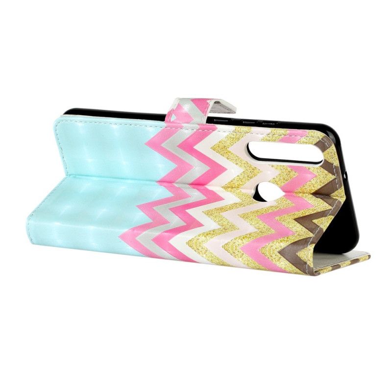 Flip Case Leren Huawei Y6p Veelkleurige Zigzag