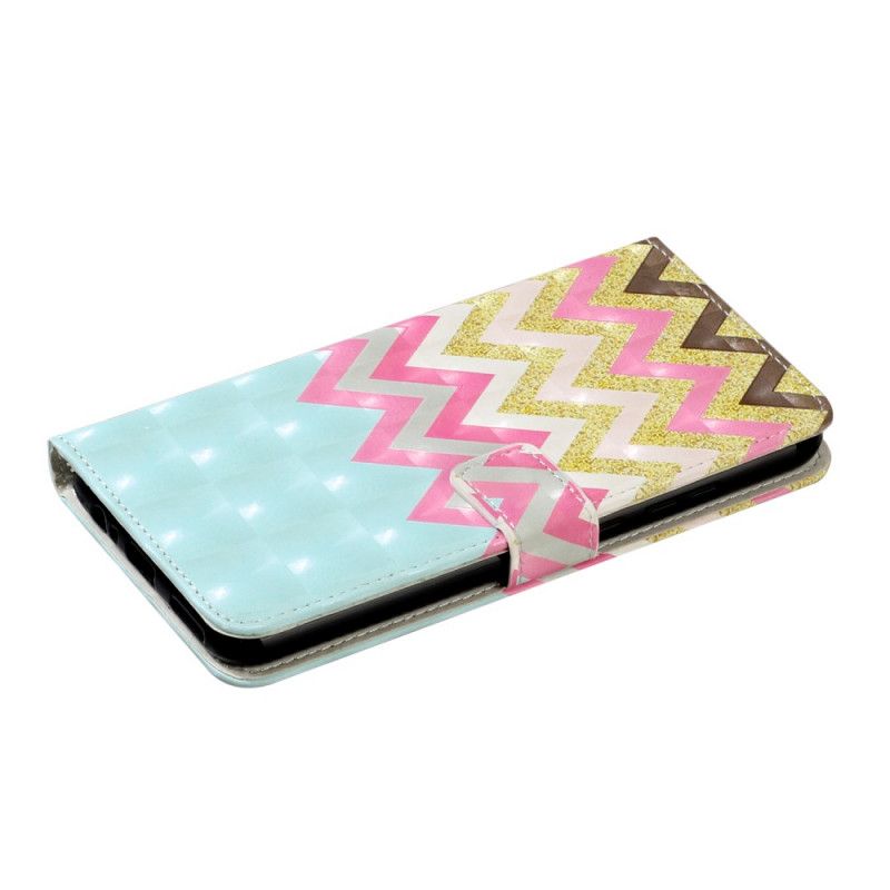 Flip Case Leren Huawei Y6p Veelkleurige Zigzag