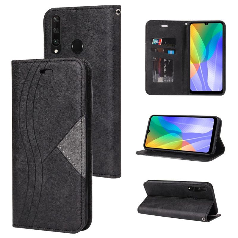 Folio-hoesje Huawei Y6p Grijs Zwart Golfleder Stijl