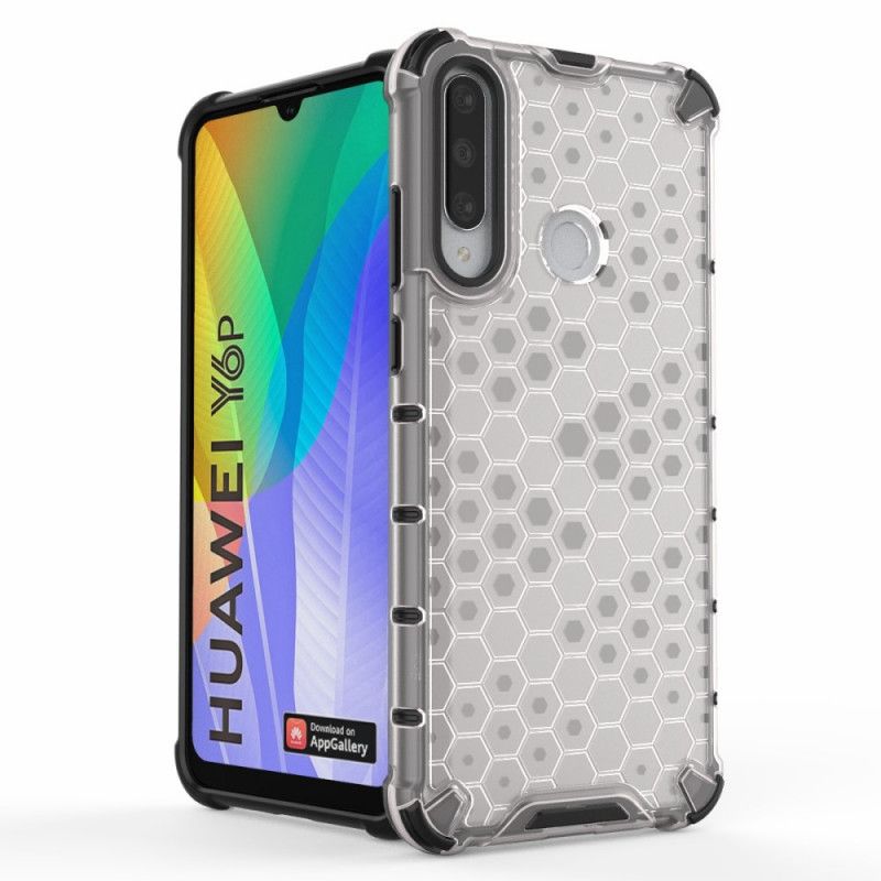 Hoesje Huawei Y6p Wit Zwart Honingraatstijl