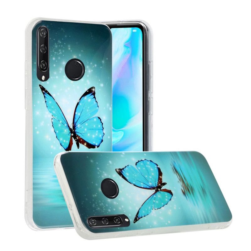 Hoesje voor Huawei Y6p Fluorescerende Blauwe Vlinder