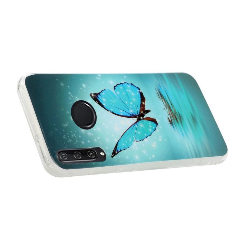 Hoesje voor Huawei Y6p Fluorescerende Blauwe Vlinder