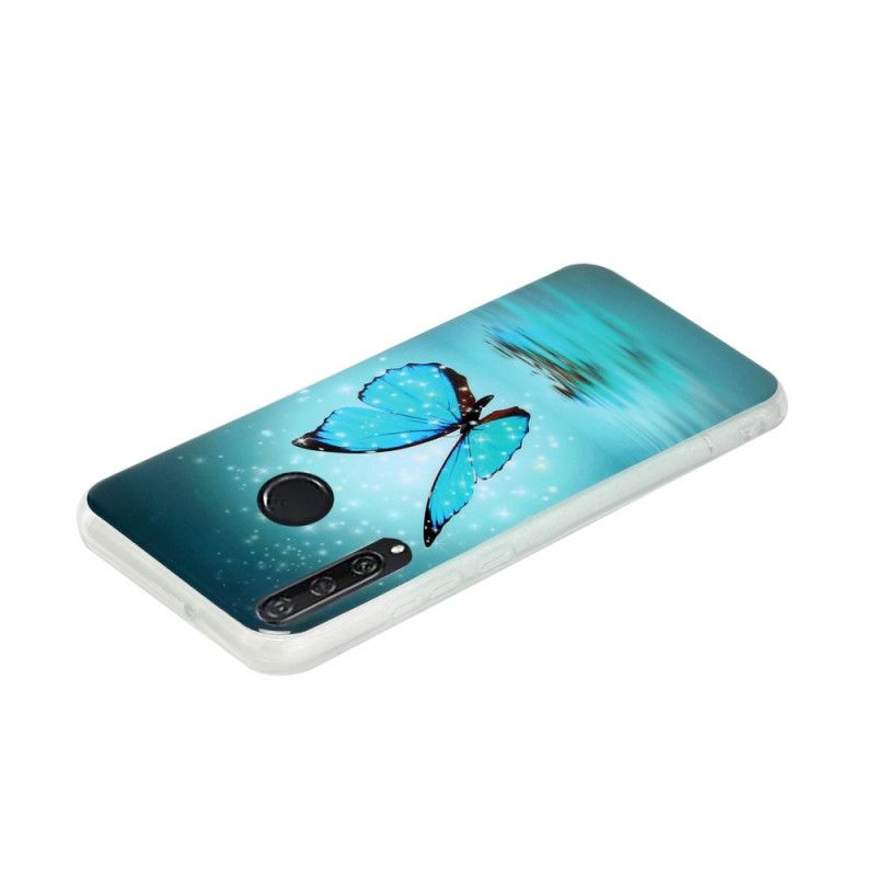 Hoesje voor Huawei Y6p Fluorescerende Blauwe Vlinder