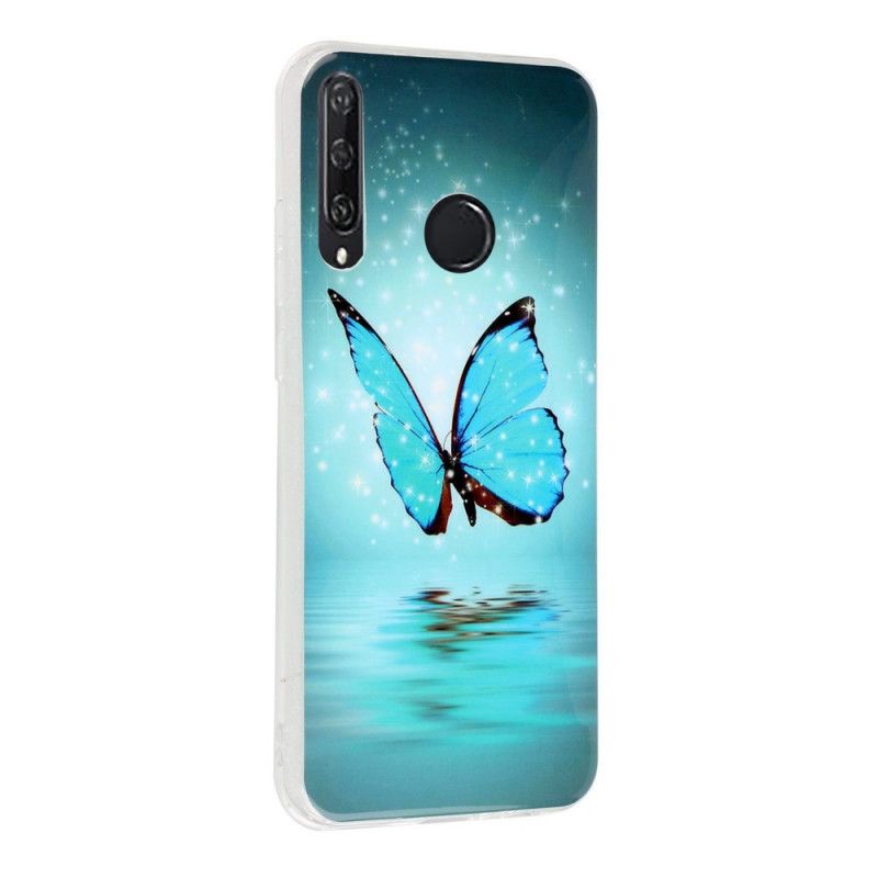 Hoesje voor Huawei Y6p Fluorescerende Blauwe Vlinder