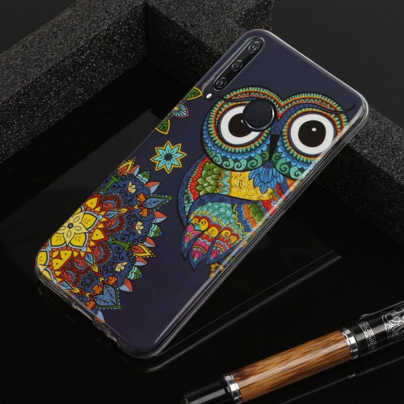 Hoesje voor Huawei Y6p Fluorescerende Mandala-Uil