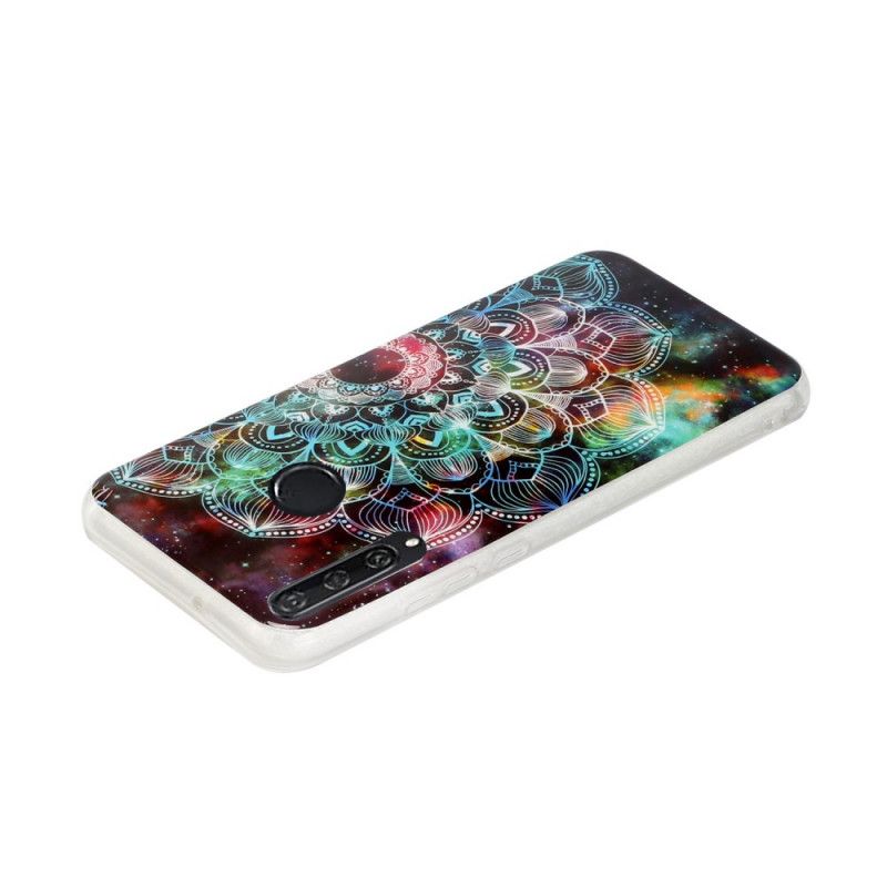 Hoesje voor Huawei Y6p Rood Zwart Fluorescerende Bloemenreeks