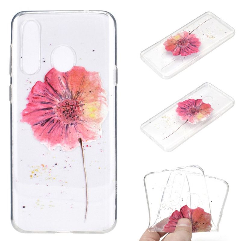 Hoesje voor Huawei Y6p Transparante Aquarel Klaproos