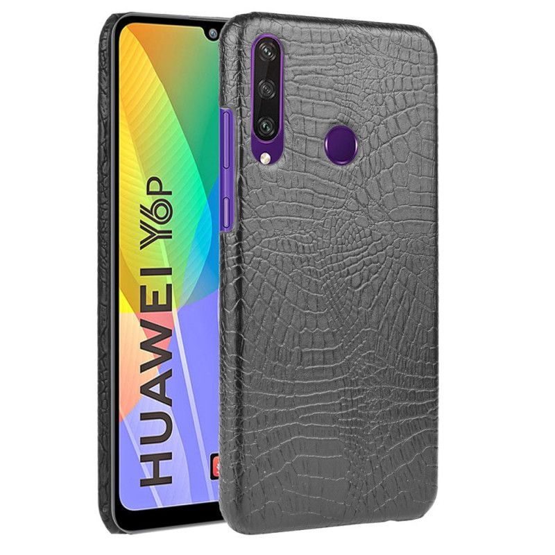 Hoesje voor Huawei Y6p Wit Zwart Krokodillenhuideffect