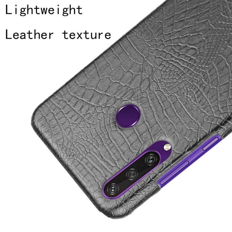 Hoesje voor Huawei Y6p Wit Zwart Krokodillenhuideffect