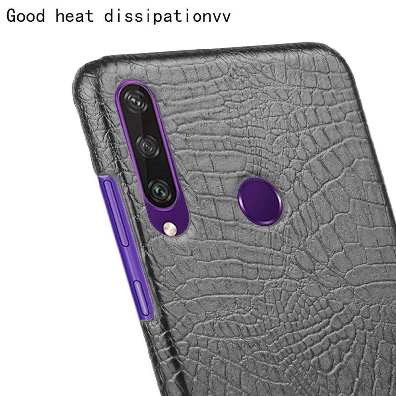 Hoesje voor Huawei Y6p Wit Zwart Krokodillenhuideffect