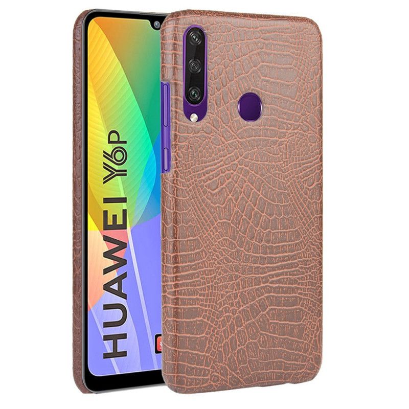 Hoesje voor Huawei Y6p Wit Zwart Krokodillenhuideffect