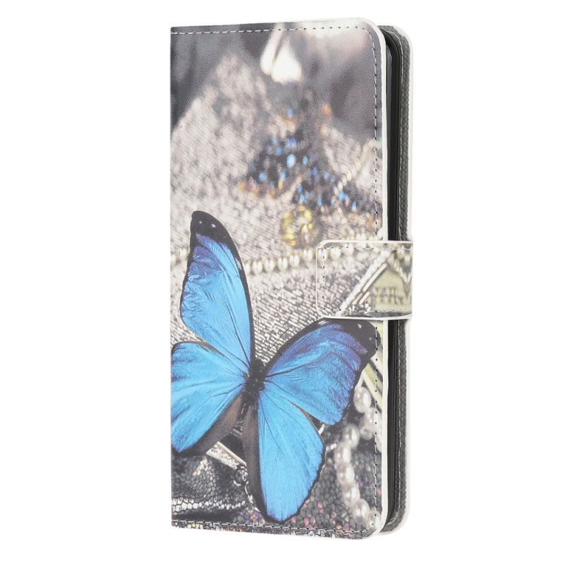 Leren Hoesje Huawei Y6p Blauwe Vlinder